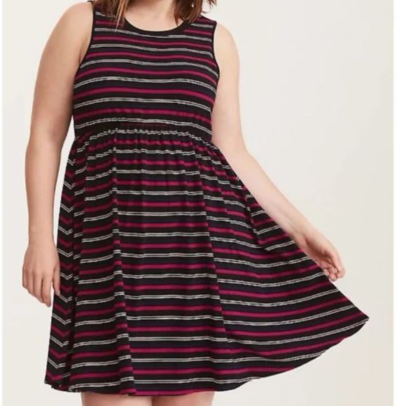 torrid Dresses & Skirts - Torrid Striped Open Back Skater Jersey Dress 1 1X 14/16